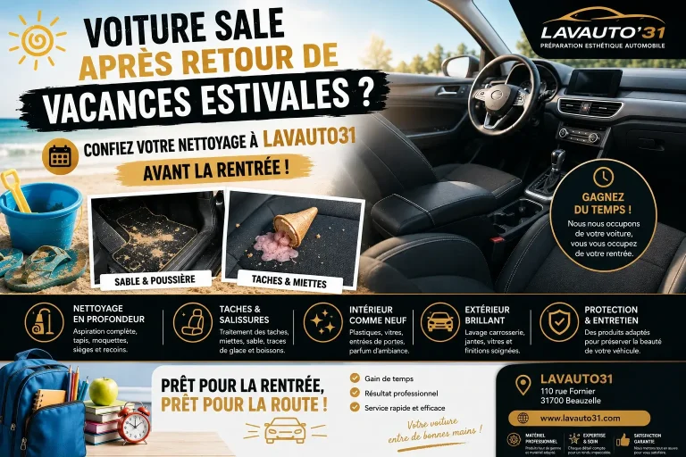 Retour vacances d'été : lavez votre voiture chez Lavauto31 à Toulouse