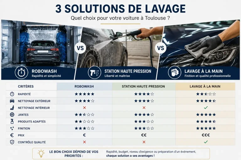 3 solutions de lavage pour voiture à Toulouse