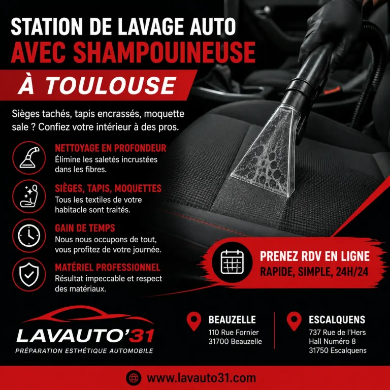 Station lavage avec shampouineuse à Toulouse